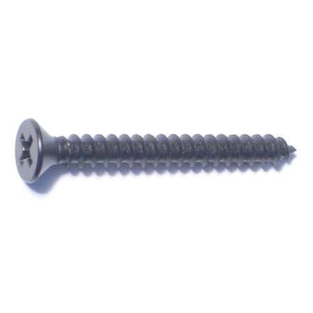 Midwest Fastener Sheet Metal Screw, #8 x 1-1/2 in, Black Steel Flat Head Phillips Drive, 10 PK 79452